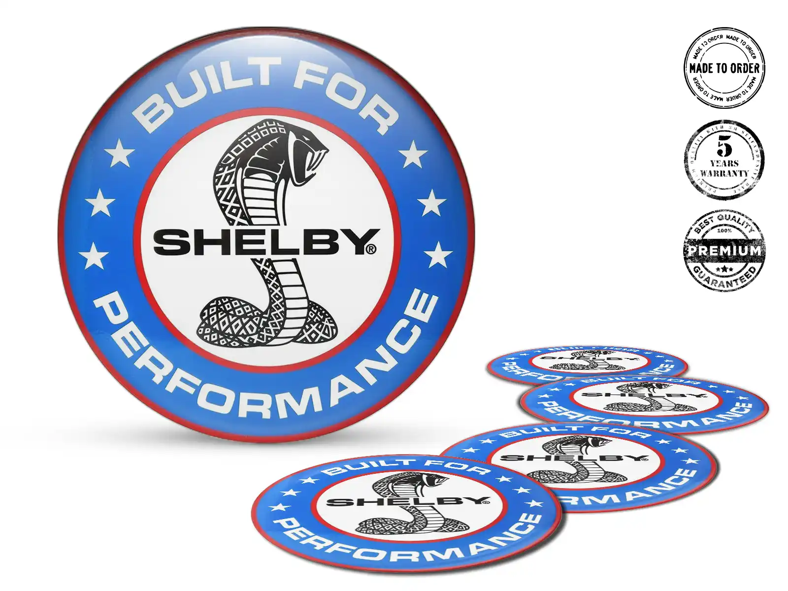Shelby Logo Autocollant Roue Design Bombé en Résine